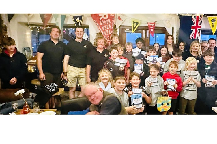 The young sailors receive their RYA stage 1-4 certificates