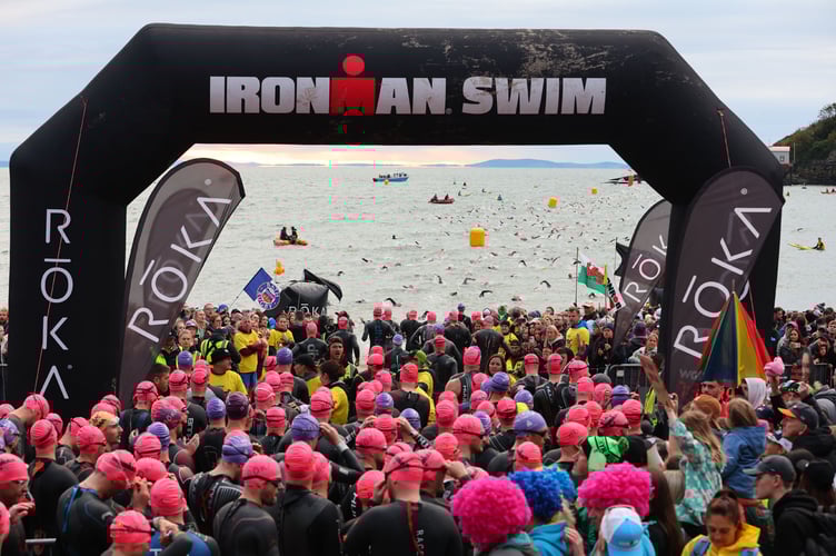 TENBY, WALES, UNITED KINGDOM - SEPTEMBER 21: Athletes take part in IRONMAN Wales on September 21, 2025 in Tenby, Wales, United Kingdom. (Photo by Huw Fairclough|Ironman UK)