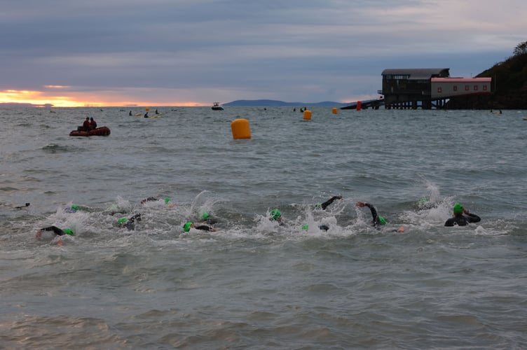 TENBY, WALES, UNITED KINGDOM - SEPTEMBER 21: Athletes take part in IRONMAN Wales on September 21, 2025 in Tenby, Wales, United Kingdom. (Photo by Huw Fairclough|Ironman UK)