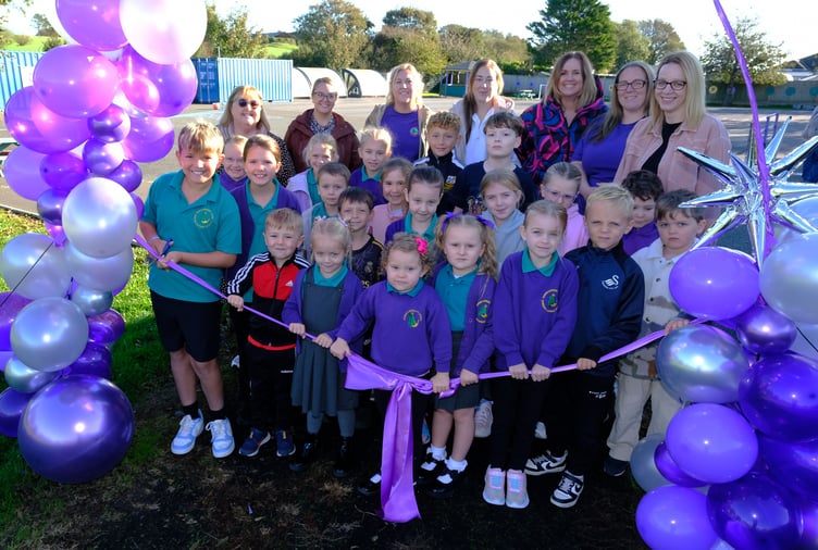 Pennar pupils at the Trim Trail opening ceremony