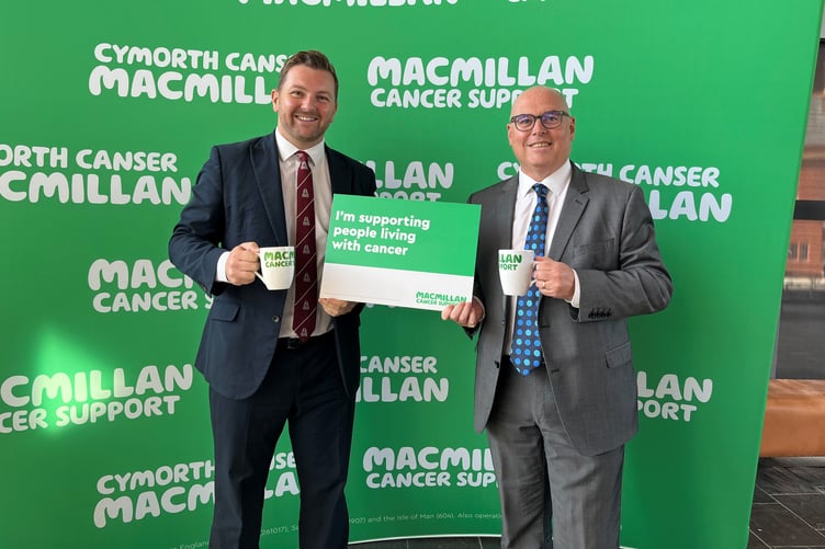 Sam Kurtz and Paul Davies at the Senedd Macmillan Coffee Morning event