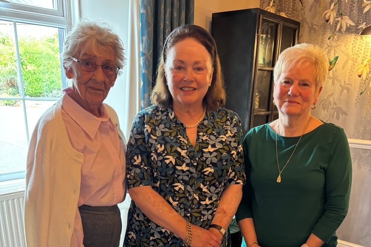 RVS Coordinator Eleanor Parker (centre) is pictured with Narberth Ladies Probus Club members Wendy Bell (left), and Gwenda Jones.