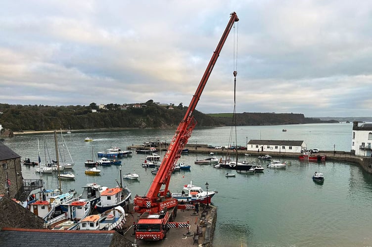 The annual lift out at Tenby Sailing Club