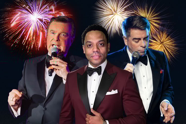 David Alacey (Frank Sinatra), Tim Harwood (Dean Martin) and Ashley Campbell (Sammy Davis Jr)