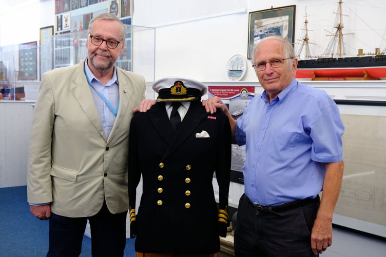 Commander Fred Hatton (right) and Trevor Clark at Pembroke Dock Heritage Centre. Photo: Martin Cavaney
