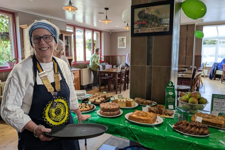 Tenby Inner Wheel president Maggie at the Macmillan Coffee Morning