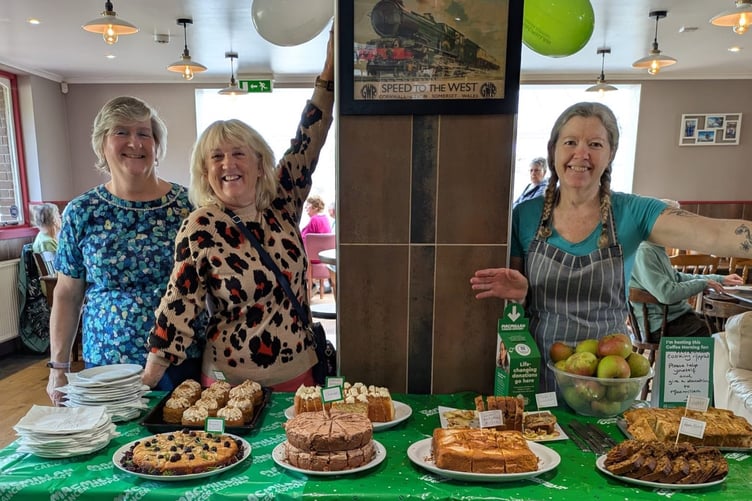 Tenby Inner Wheel members Sarah, Elaine and Karen at the Macmillan Coffee Morning