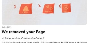 Saundersfoot Council's Facebook page removed