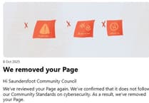 Saundersfoot Community Council's Facebook page permanently removed