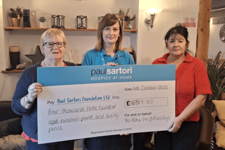 Press pic, left to right: Jill Lewis of Barclays Bank, Rosie-Faye Hart, Community Relationship Officer at The Paul Sartori Foundation, and Yvette Hughes, Proprietor of The Alpha Inn.