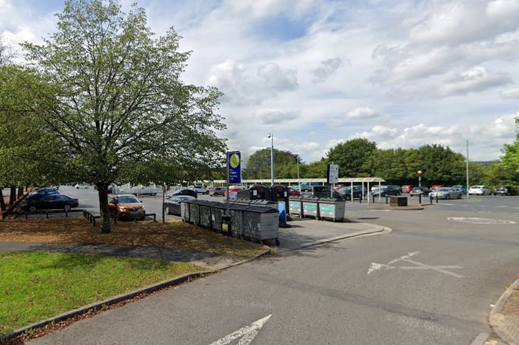 The Tesco superstore car park, Ammanford, where a new McDonald's is being built in part of it (image Google Maps and free for use for wire partners)