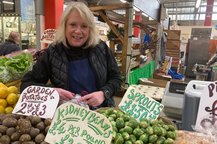 Miriam Phillips at her Llanelli Market stall (pic Richard Youle and free for use)