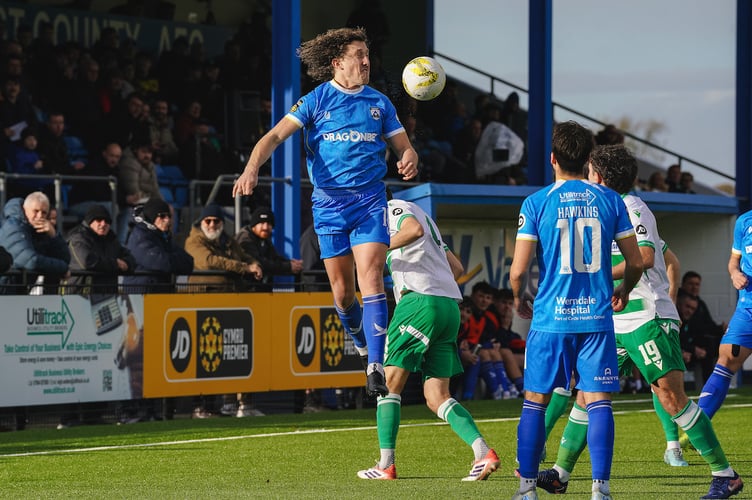 HAVERFORDWEST, WALES  - 01 NOVEMBER 2025:Greg Walters of Haverfordwest County during the JD Cymru Premier 2025/26 fixture Haverfordwest County vs The New Saints at Ogi Bridge Meadow Stadium, Haverfordwest, Wales (Pic by Jamie Edwards)