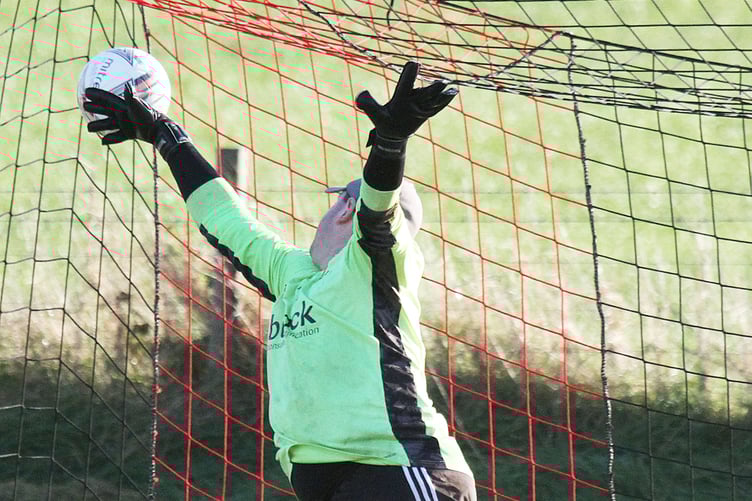 Carew goalie Tom Davies was unable to keep out Sean Edmundson's equaliser