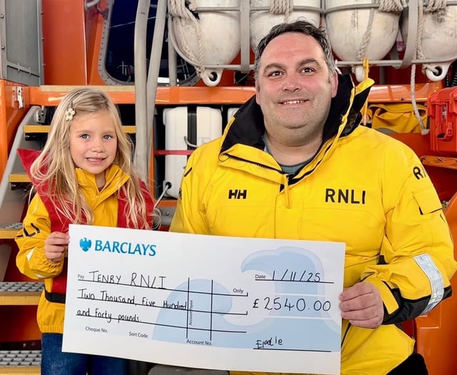 Five-year-old raises £2,500 for Tenby RNLI