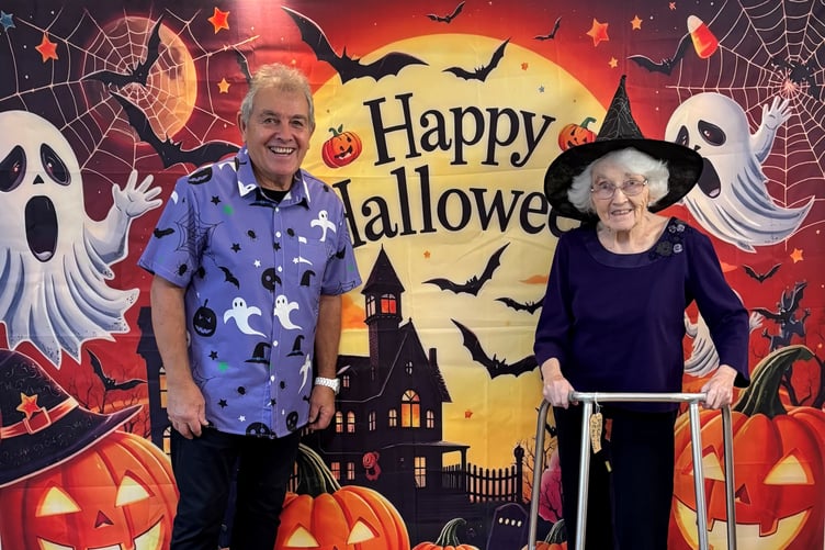 You are never too old for Hallowe’en! Residents of Pencoed Care home, at Wooden, near Saundersfoot, celebrated with Robbie Lee singing spooky songs.