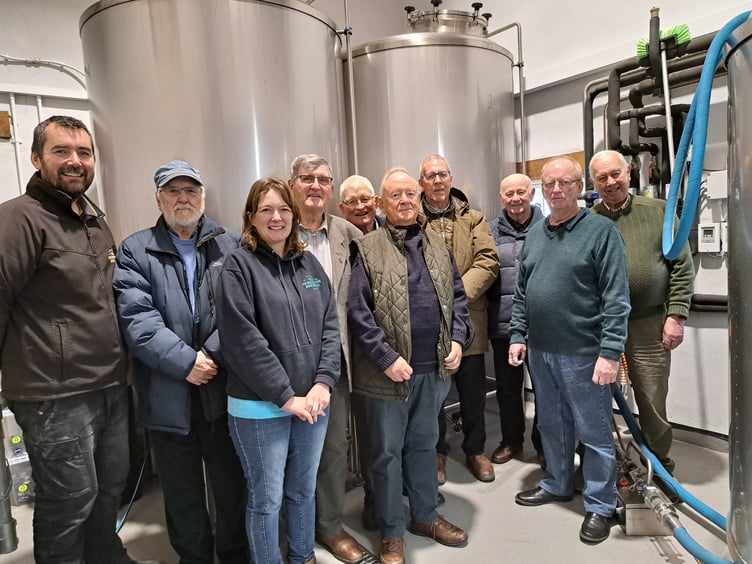 Mark and Emma Evans with Probus members at St Davids Old farmhouse Brewery