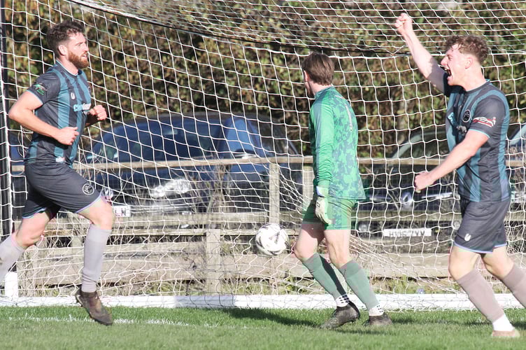 Tenby keeper Dylan Noot can only stare as the ball goes into the back of the net for St Ishmaels