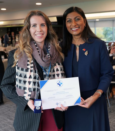 CNO Sue Tranka with Angharad Hanbury lead nurse in Radiology at Hywel Dda Health Board