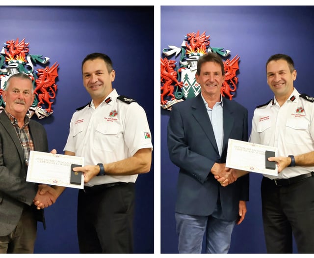 'Long Service' awards honour Tenby firefighters