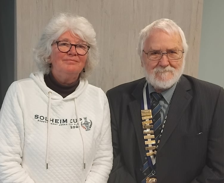 Rebecca Naden with Narberth Probus President Patrick Jones
