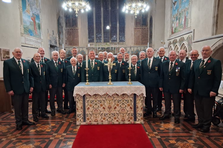 The Pembroke and District Male Voice choristers who took part in the Remembrance service at Monkton Priory Church