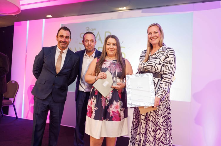 Picture Left to right:  Paul Boon, Director of People for Shaw, Barry McCormick from Brakes who sponsored the Category, Claire Harris, Laura Casey Victoria Davey (also from Brakes).