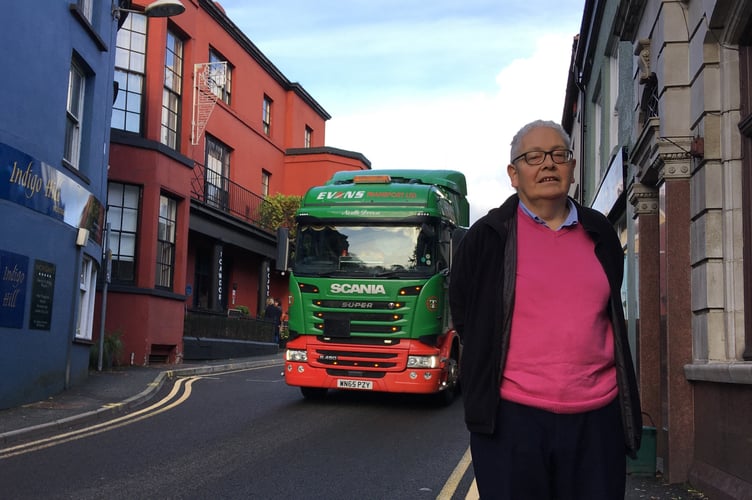 Llandeilo councillor Edward Thomas, on Rhosmaen Street, Llandeilo (pic by Richard Youle and free for use for all BBC wire partners)