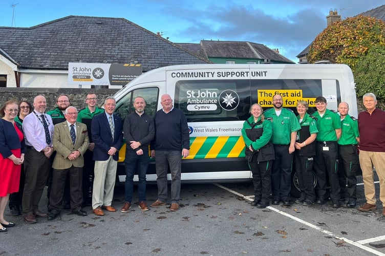West Wales Freemasons donate £20,000 to St John Ambulance Cymru, aiding the purchase of a Community Support Unit to bolster first aid support in West Wales.