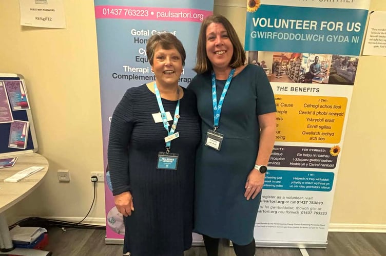 Pictured (left to right): Anwen Evans, Co-op West Wales Membership Activator with Judith Williams, Grant Development Officer at Paul Sartori Hospice at Home.