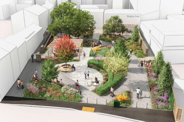 How the area off Jackson's Lane, Carmarthen, will look after its revamp (pic Carmarthenshire Council and free for use for wire partners)