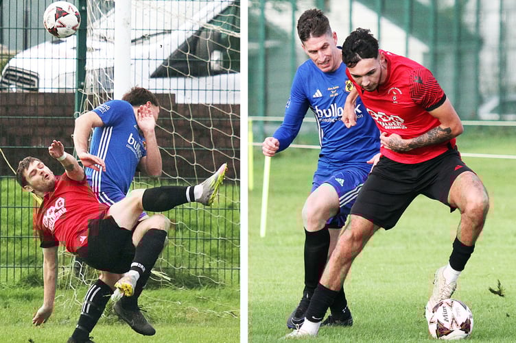 Action from Pennar Robins' 2-0 win against Carew on Saturday