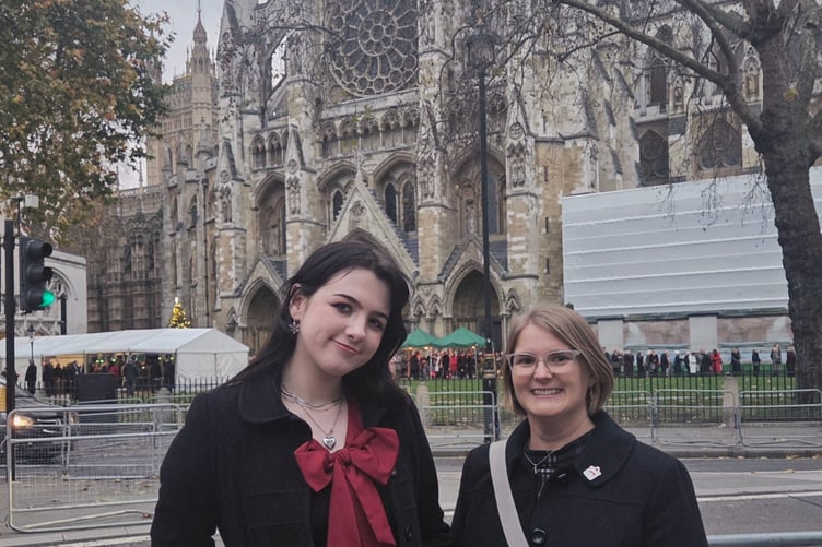 Meghan and Vikki outside Westminster Abbey