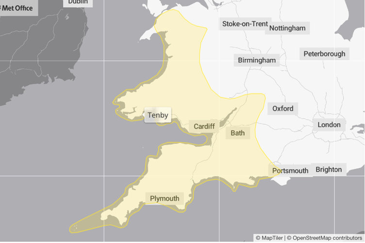 Heavy rain may bring some flooding and travel disruption in places on Monday night into Tuesday morning; Strong winds may cause some disruption on Monday night into Tuesday.