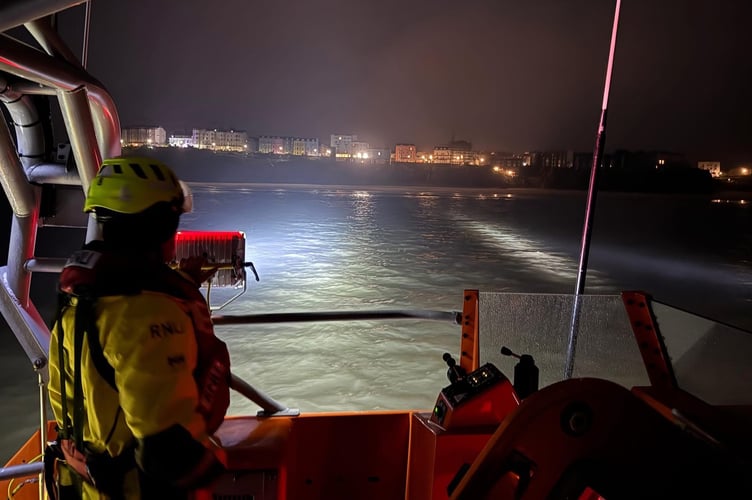 Tenby RNLI's lifeboat was launched during the early hours of Sunday after cries were reported near St Catherine's Island.