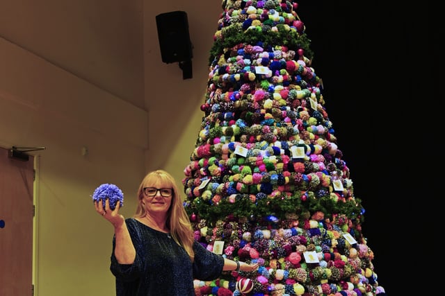 Saundersfoot's Pom Pom Christmas tree unveiled