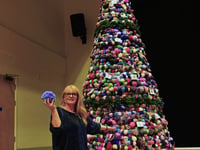 Saundersfoot's Pom Pom Christmas tree unveiled