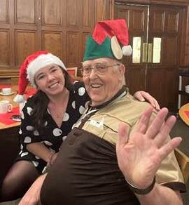 Chris Raine, an 84-year-old blind RAF veteran, joins fellow ex-service members at Blind Veterans UK's rehabilitation centre for a festive celebration.