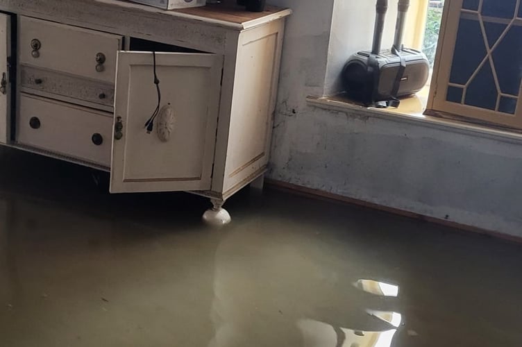 Recent flood damage to Claire Gooding's Pontargothi home (pic Claire Gooding and free for use for wire partners) 