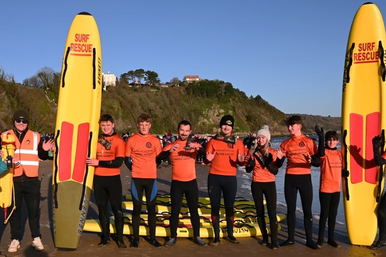 Tenby Surf Lifesaving volunteers at the Boxing Day Swim