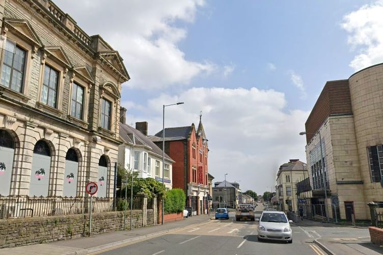 Station Road near the centre of Llanelli (Google Maps and free for use for wire partners)