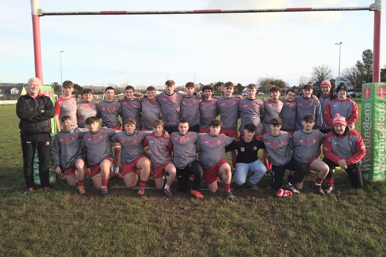 Pembroke Youth squad and coaching group prior to match