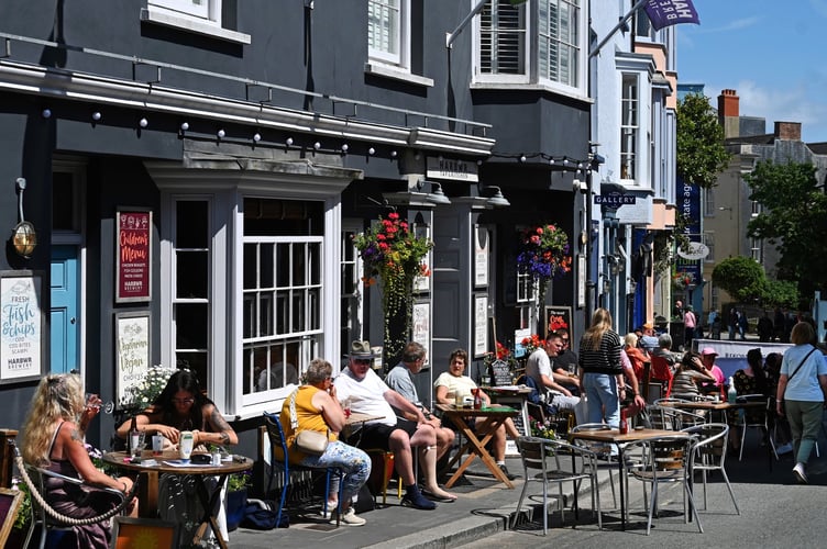 Tenby during the seaside town's cafe culture period over the summer