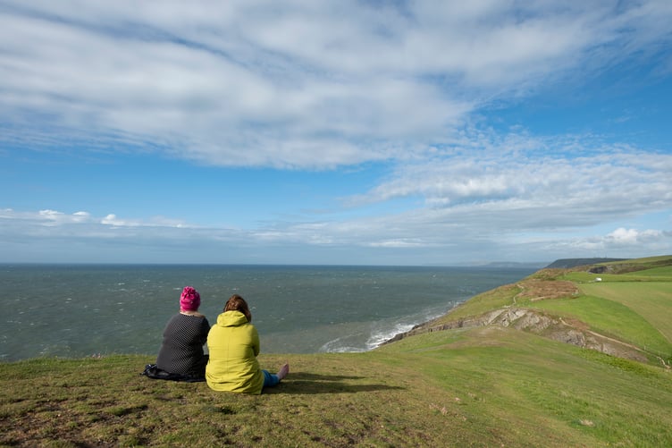 Taking in the view at Mwnt, Ceredigion, Wales
