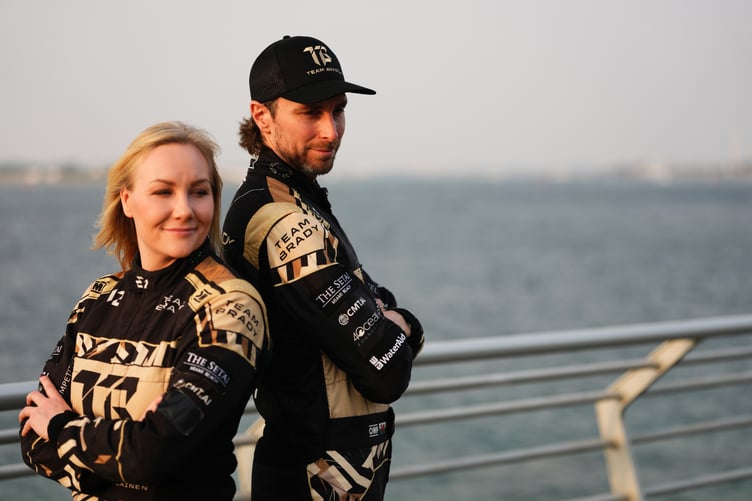 JEDDAH, SAUDI ARABIA - JANUARY 22: Emma Kimilainen of Finland and Team Brady and Sam Coleman of Great Britain and Team Brady pose for a photo during the E1 Series Jeddah GP on January 22, 2026 in Jeddah, Saudi Arabia. (Photo by Malcolm Griffiths/Getty Images)