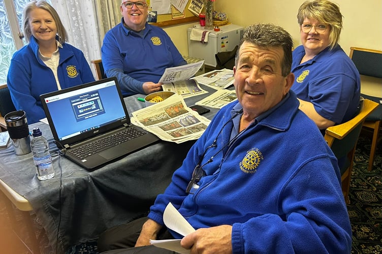 Angie, Mark Sharon and Norman delivering Talking Newspapers on behalf of Saundersfoot Rotary.