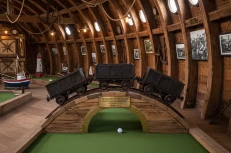 An artist impression of the proposed nine-hole mini-golf course at the Saundersfoot coastal schooner. Pembrokeshire Coast National Park webcast.