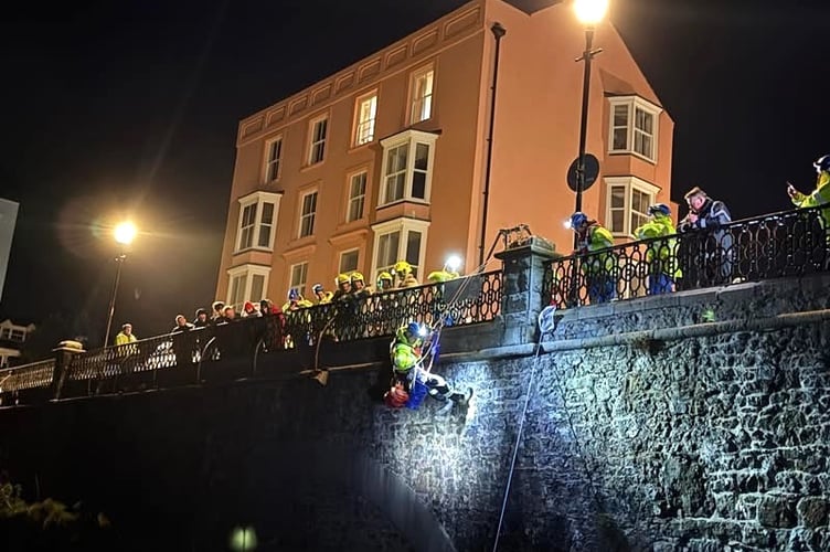 the mock rescue centering on a person stuck on the cliffs below The Paragon, with another one missing.