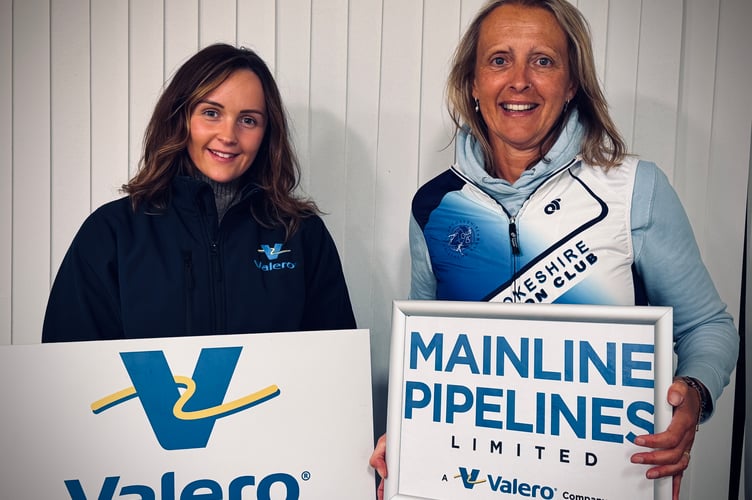 Abi Price, representing Valero Pembrokeshire Oil Terminal and Mainline Pipelines, a Valero company, with Helena Tollick, Pembrokeshire Triathlon Club