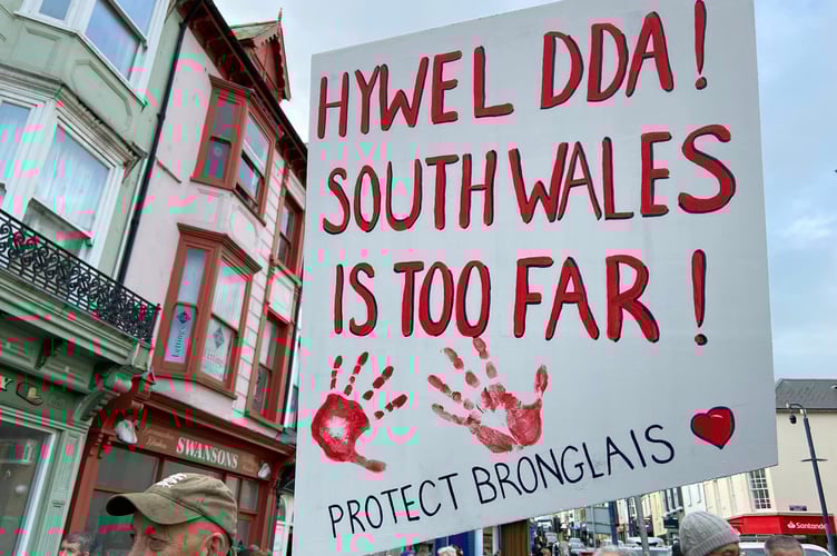 Protestors carried placards in support of Bronglais Hospital. Photo: Julie McNicholls Vale